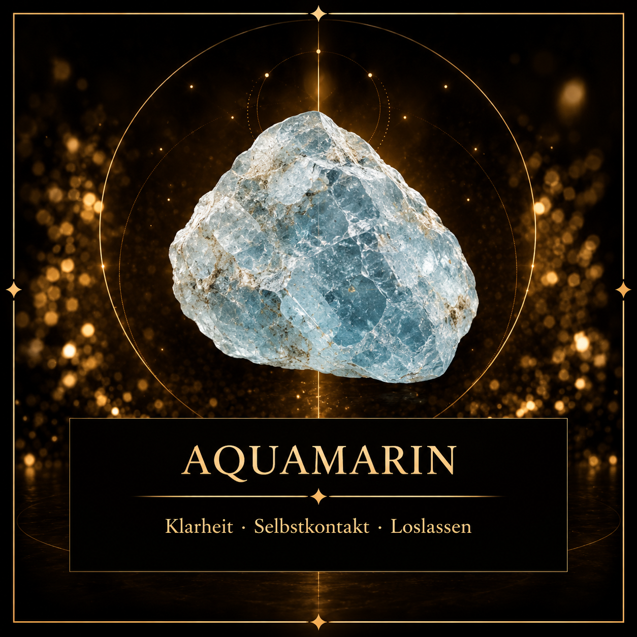 Hellblauer Aquamarin vor dunklem Grund