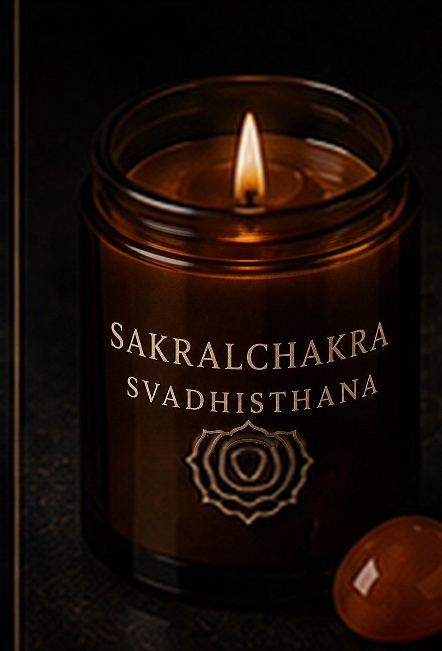 AURAMORA Chakra-Kerze in Orange für das Sakralchakra mit Karneol