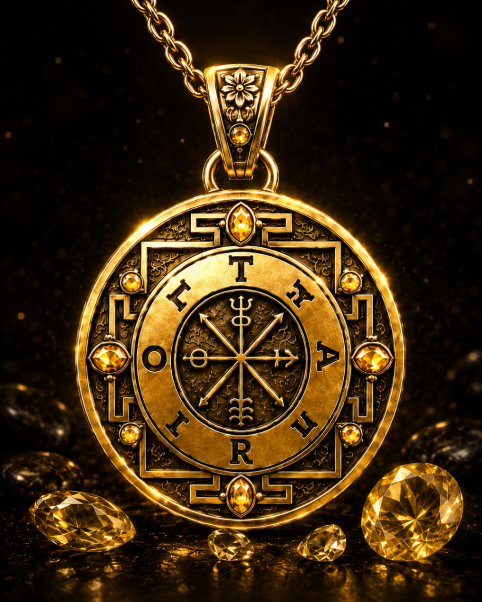 AURAMORA Fortuna Talisman mit Siegelrad und gelben Farbdiamanten