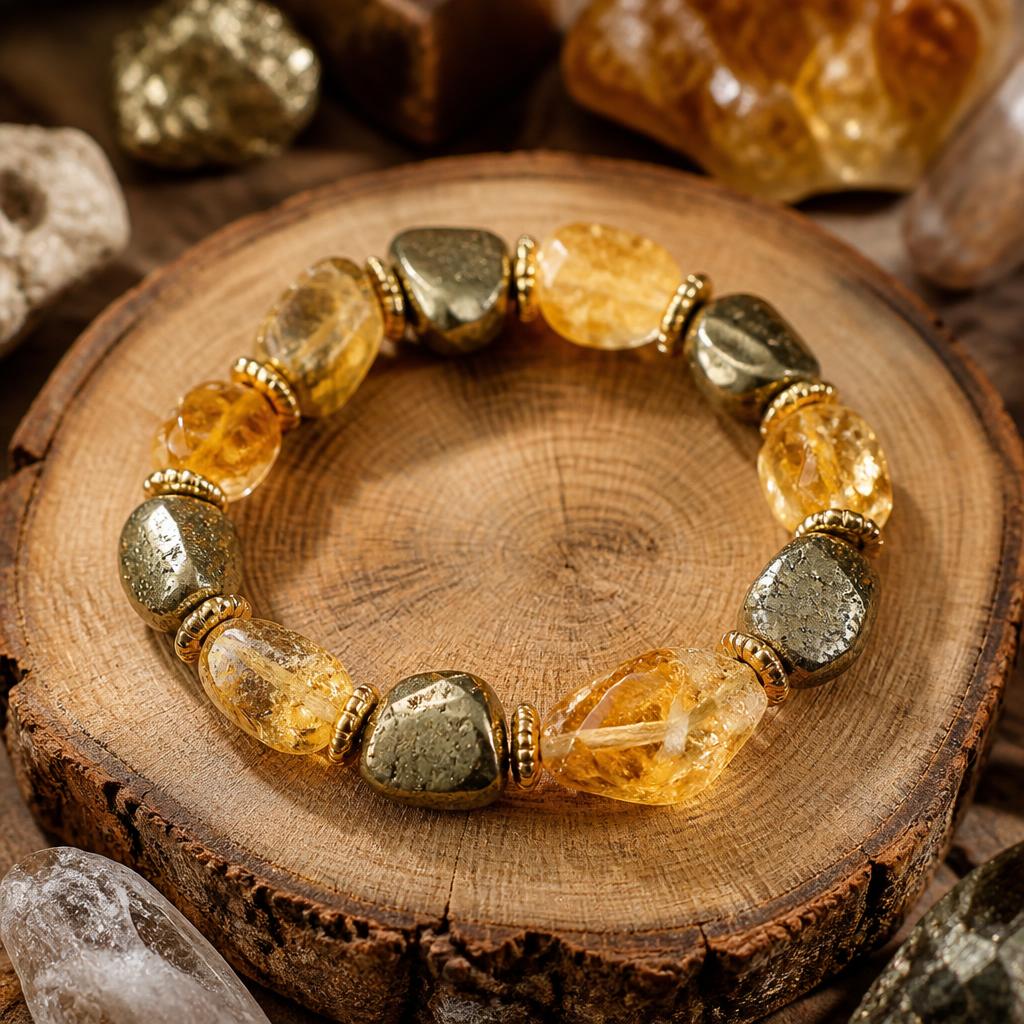 AURAMORA Natursteinarmband aus kombinierten Steinen mit goldfarbenen Spacern