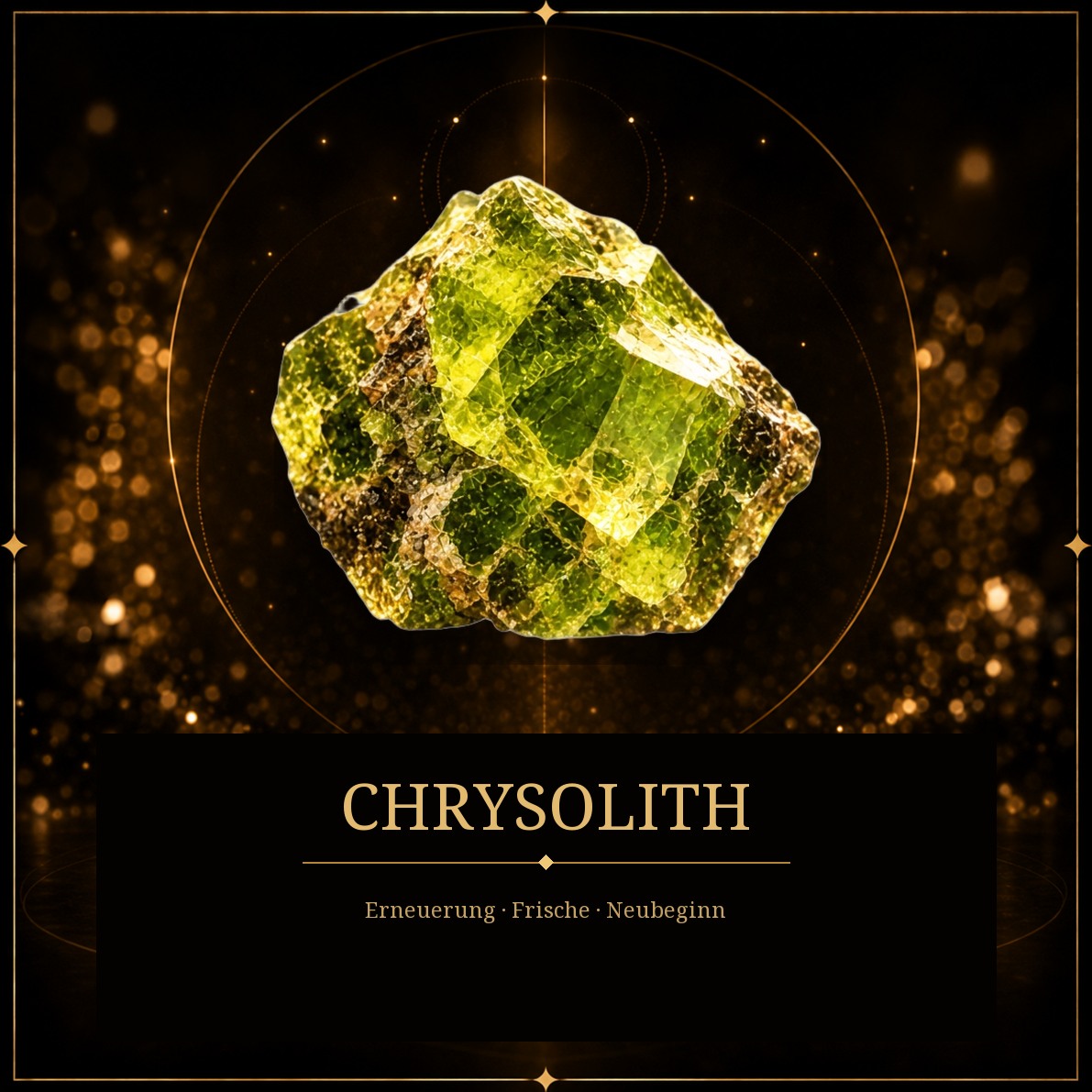 Grüner Chrysolith (Peridot) vor dunklem Grund