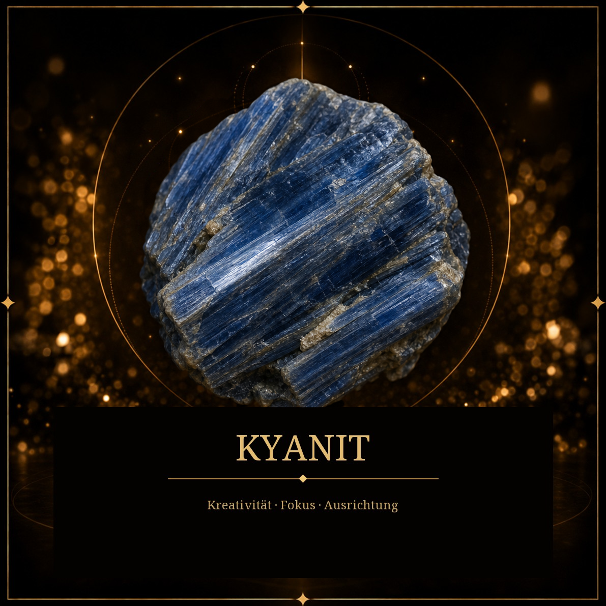 Blauer Kyanit (Disthen) vor dunklem Grund