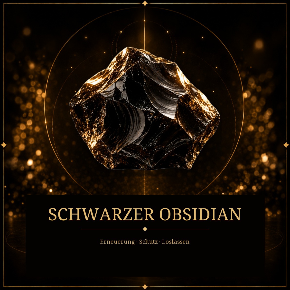 Glänzender schwarzer Obsidian vor dunklem Grund